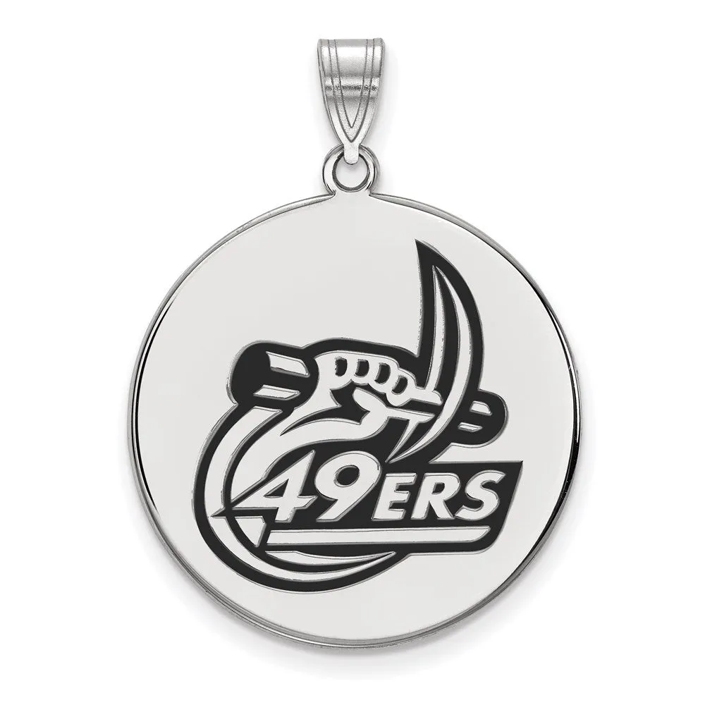 Sterling Silver Rhodium-plated University of North Carolina at Charlotte 49ers Extra Large Enameled Disc Pendant