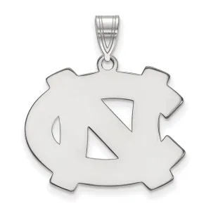 Sterling Silver Rhodium-plated University of North Carolina N-C Large Pendant