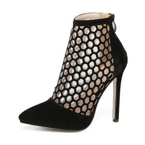 Summer style Open Toe Breathable boots Shoes Women High Heels sandals Woman fashion heels black ladies botines mujer ZY603