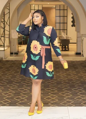 Sunflower Paradise- Ribbon Tie Swing Dress (NEW! 2 colors!)