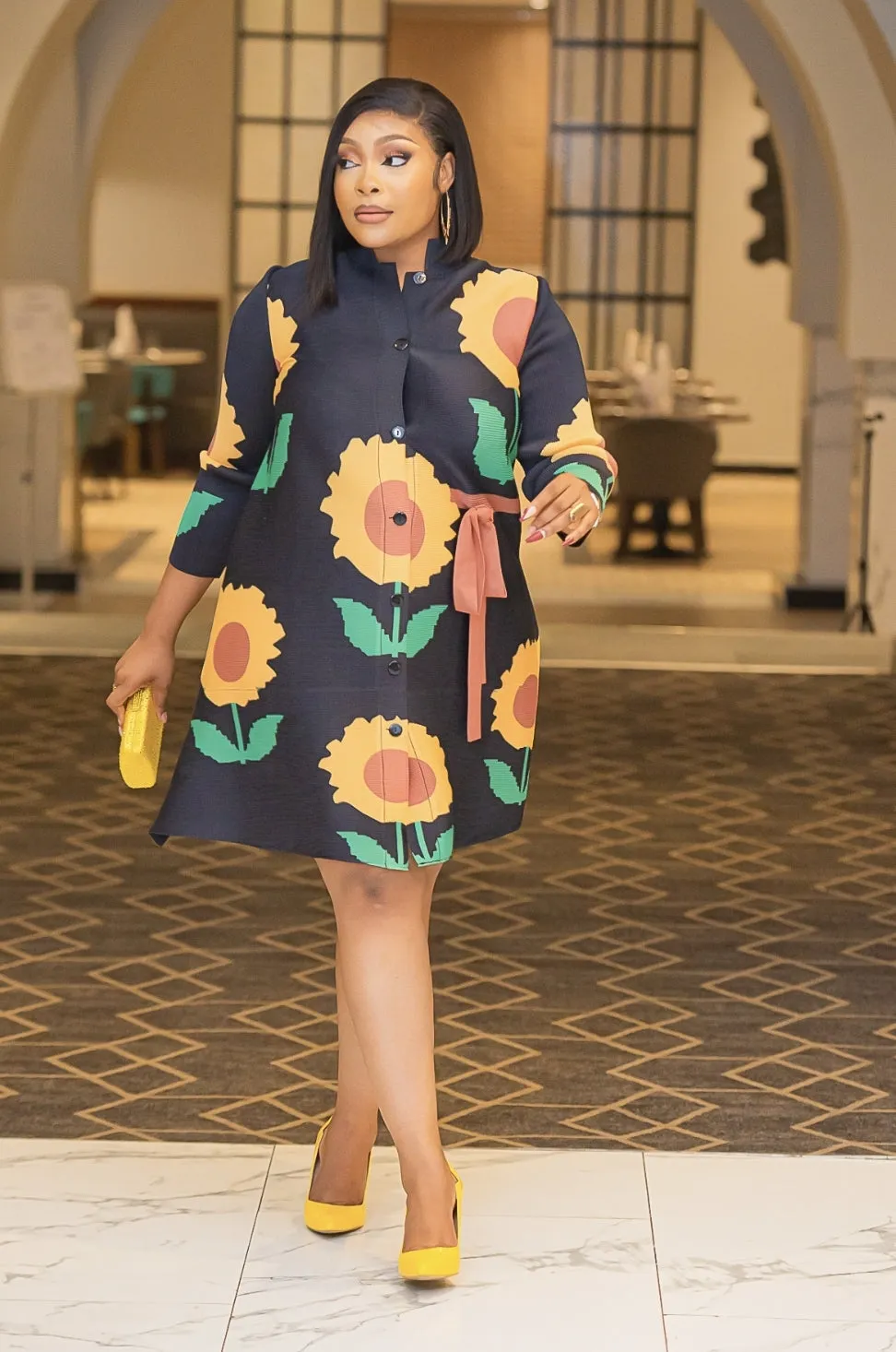 Sunflower Paradise- Ribbon Tie Swing Dress (NEW! 2 colors!)