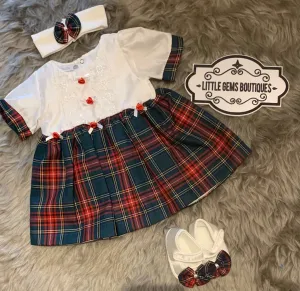 Tartan Dress, Shoes and Headband Set - 6-9m