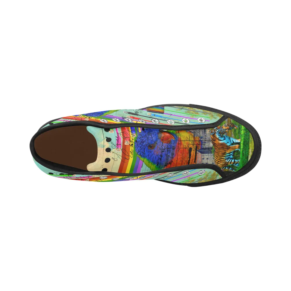 THE BIG PARROT Men's All Over Print Canvas Sneakers
