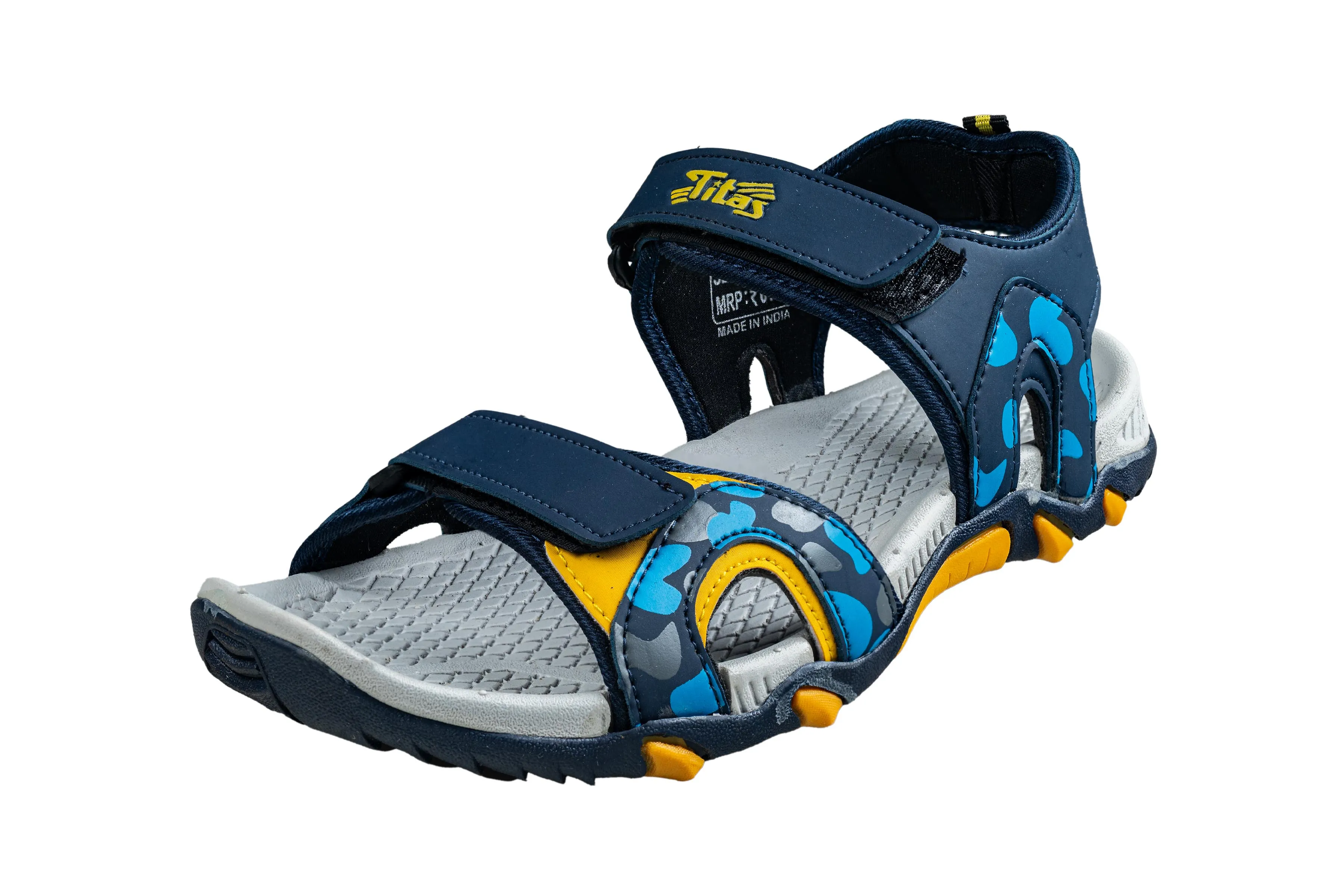 Titas Footwear Stylish Men's N. Blue / Yellow Outdoor Sports Sandals