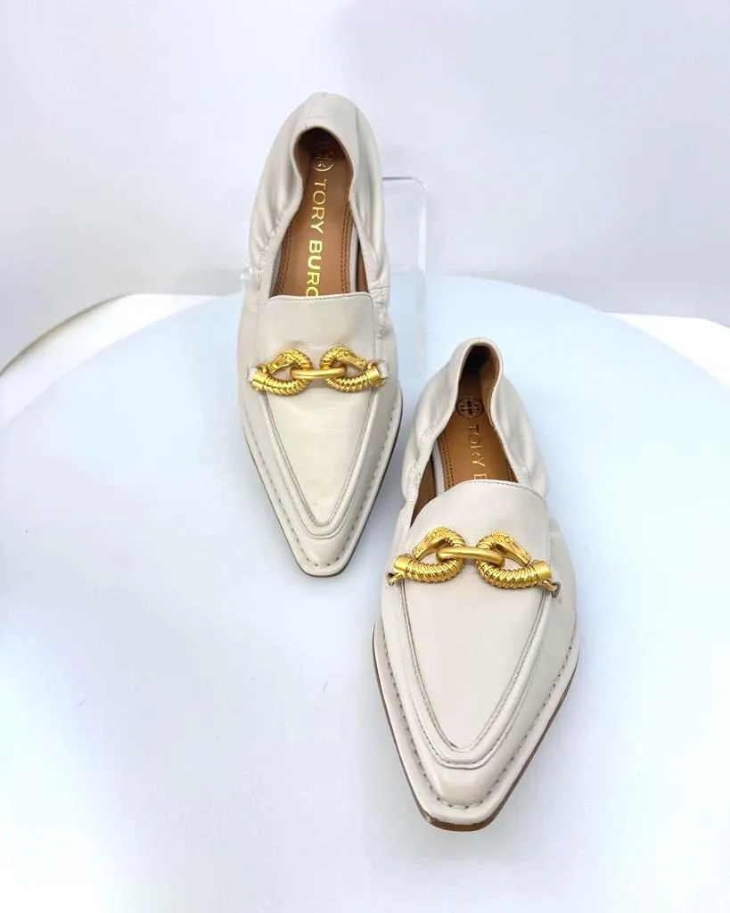 TORY BURCH JESSA POINTED TOE LEATHER LOAFERS