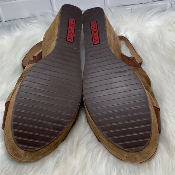 Trask Sundance C16 Brown Suede Platforms Size 10