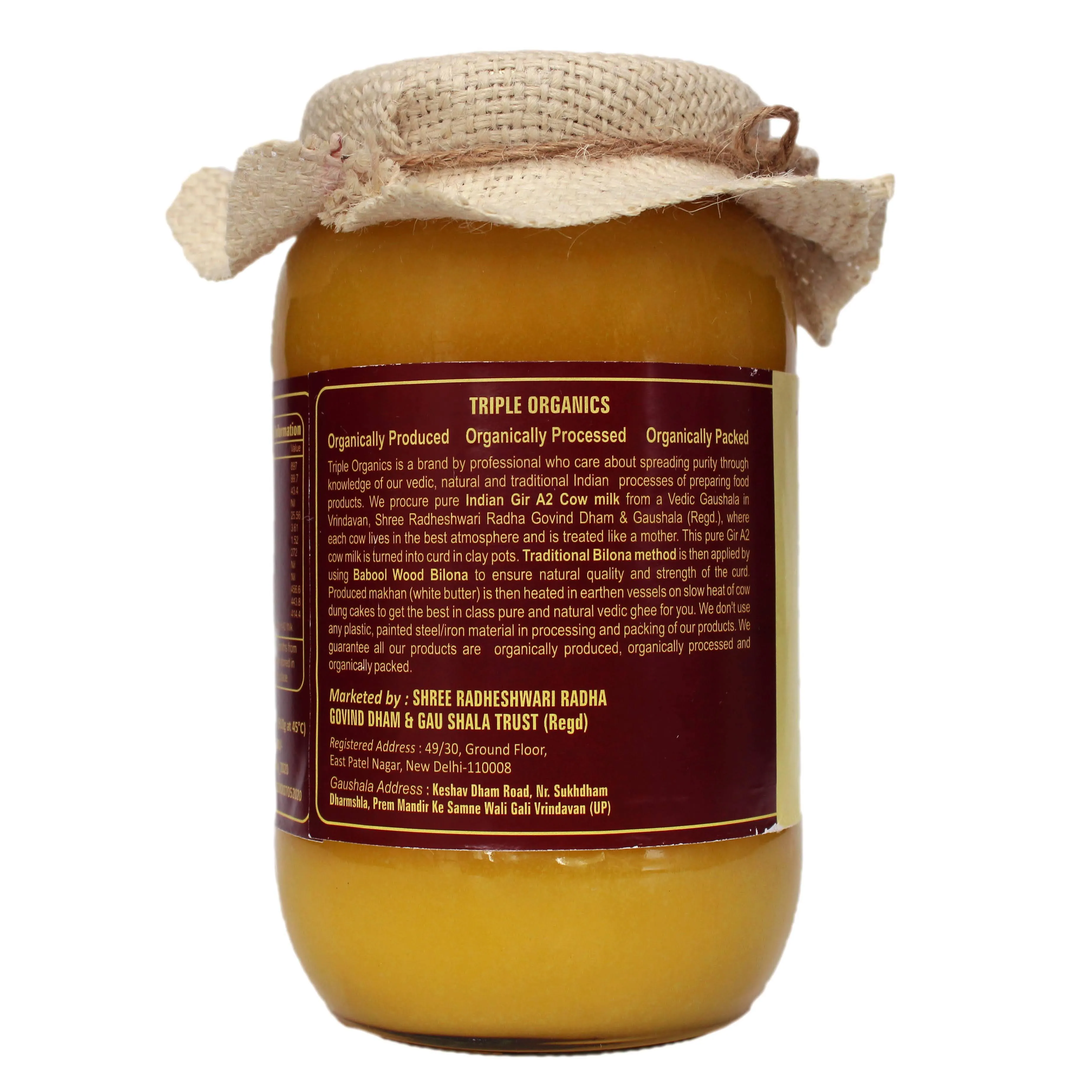 Triple Organics A2 Gir Cow Ghee 500 ML