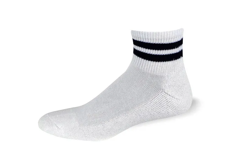 USPS Quarter Ankle White with Navy Blue Stripes Socks