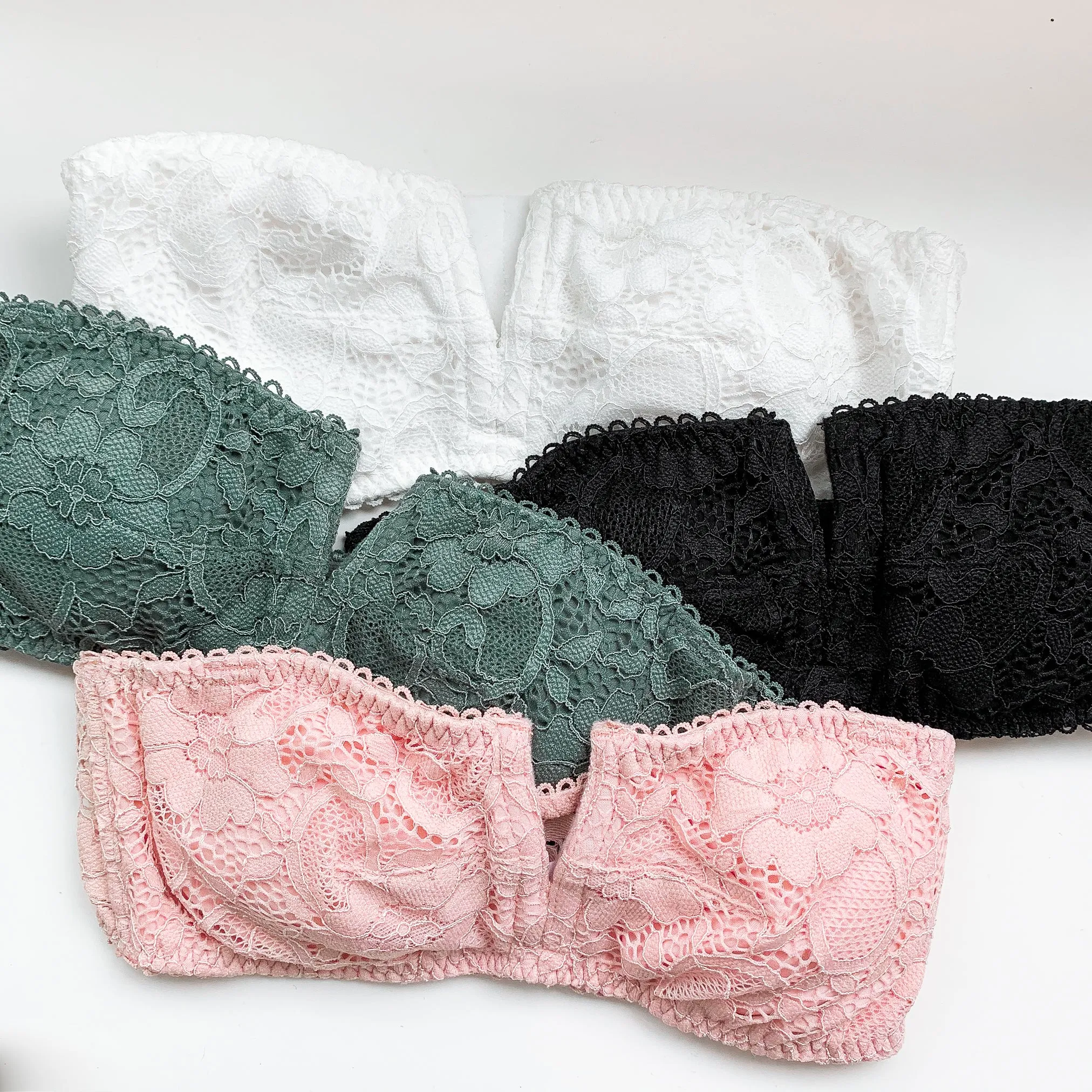V-Laced Strapless Wireless Bra in White (Size XL Only)