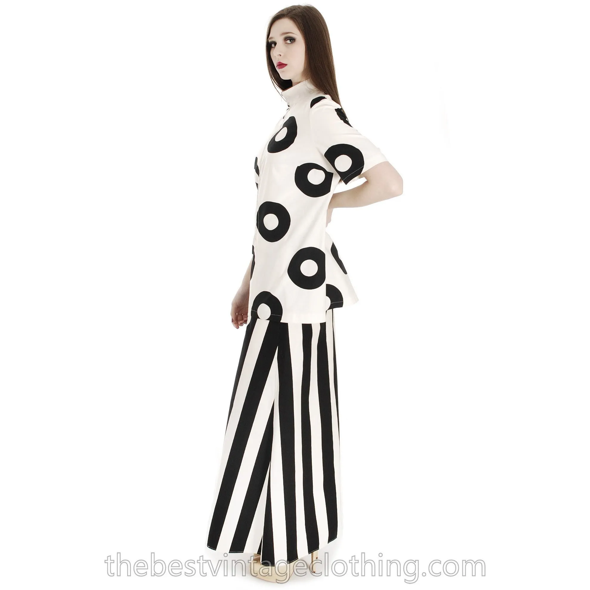 Vintage 1970s Vuokko Striped Wrap Skirt Designer Maxi Black & White Iconic