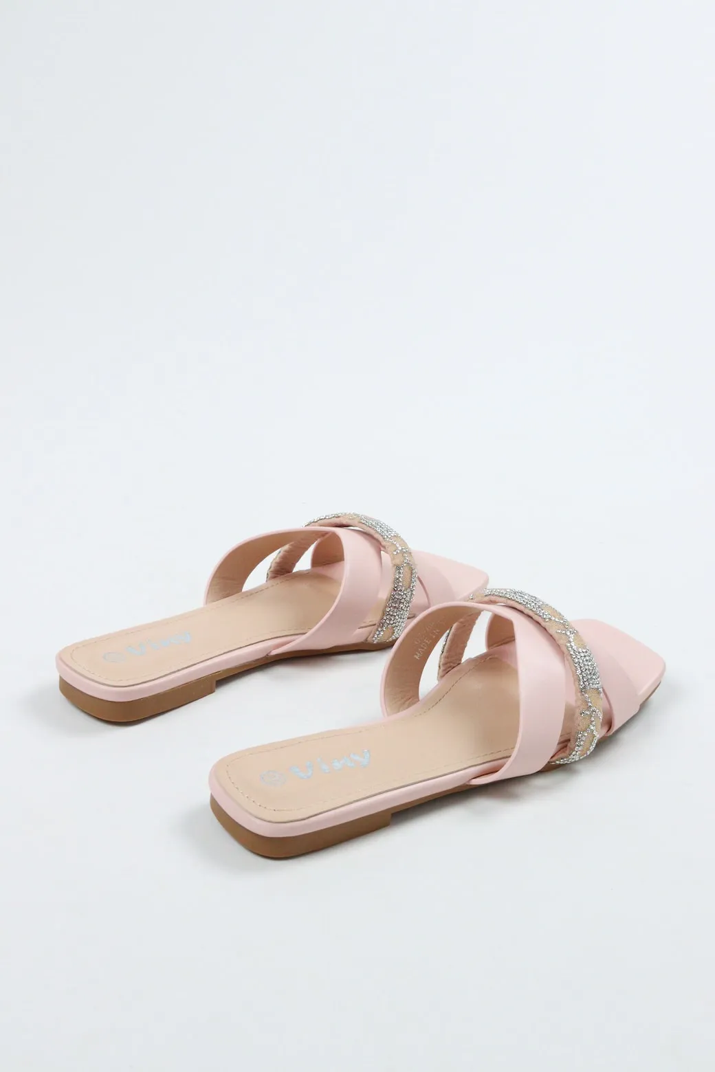 Viny - Women's Monogram Bling Flat Sandals