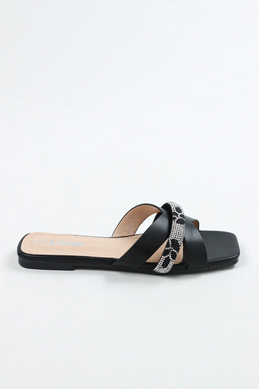 Viny - Women's Monogram Bling Flat Sandals