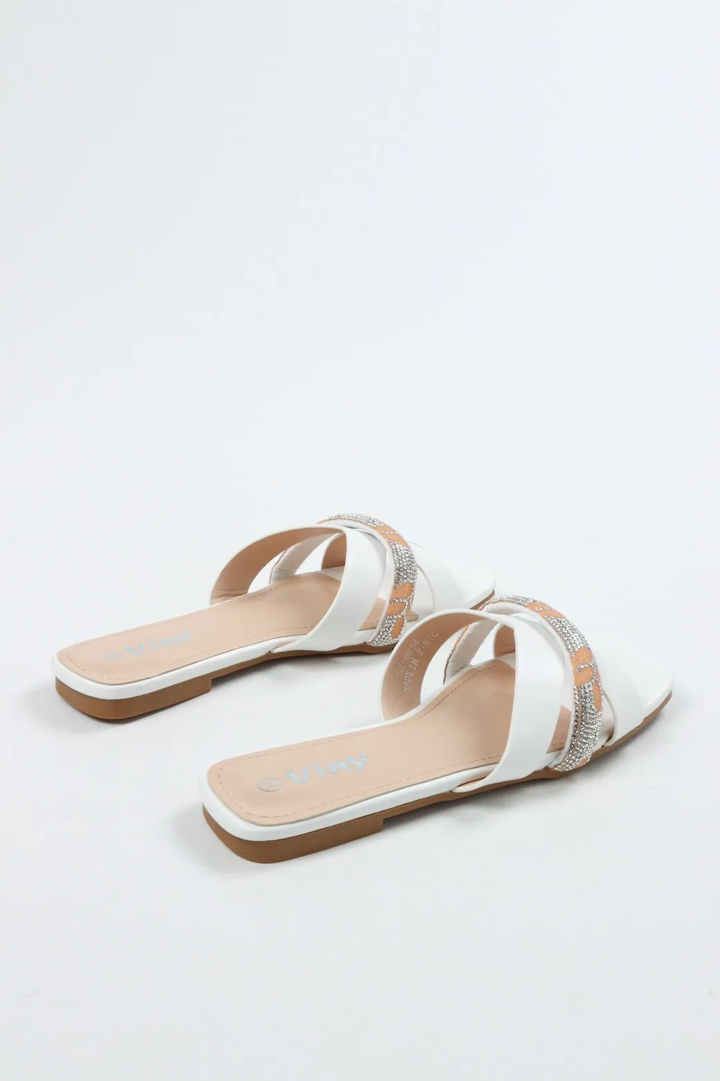Viny - Women's Monogram Bling Flat Sandals