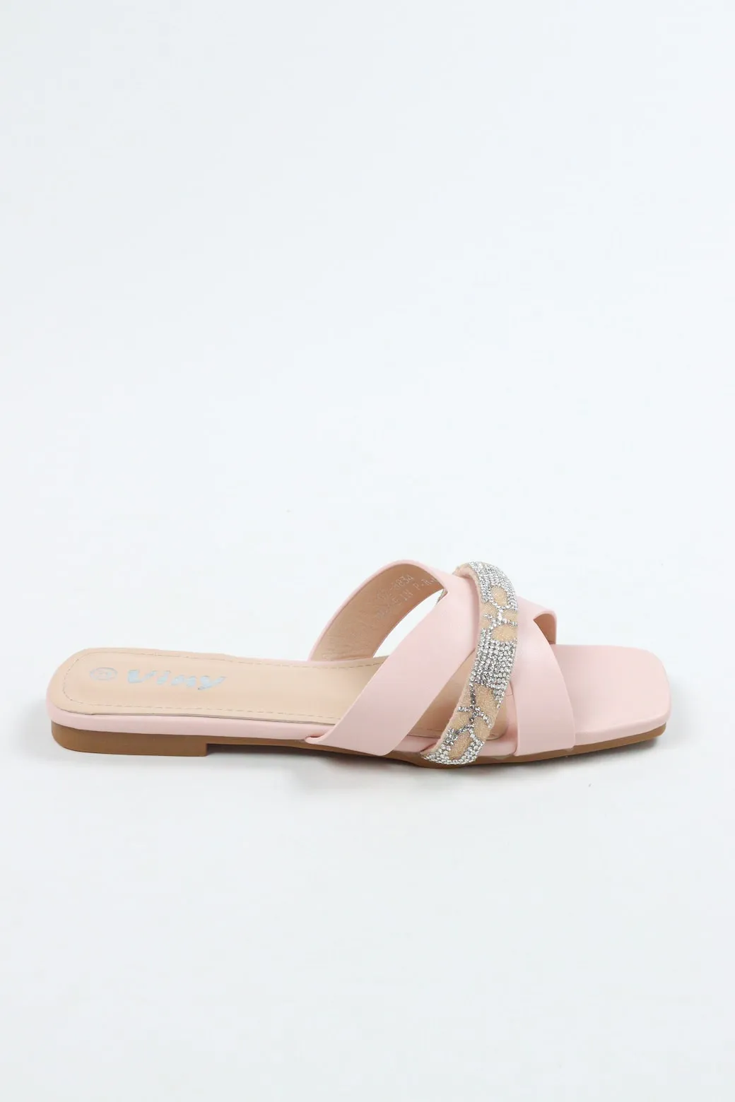 Viny - Women's Monogram Bling Flat Sandals
