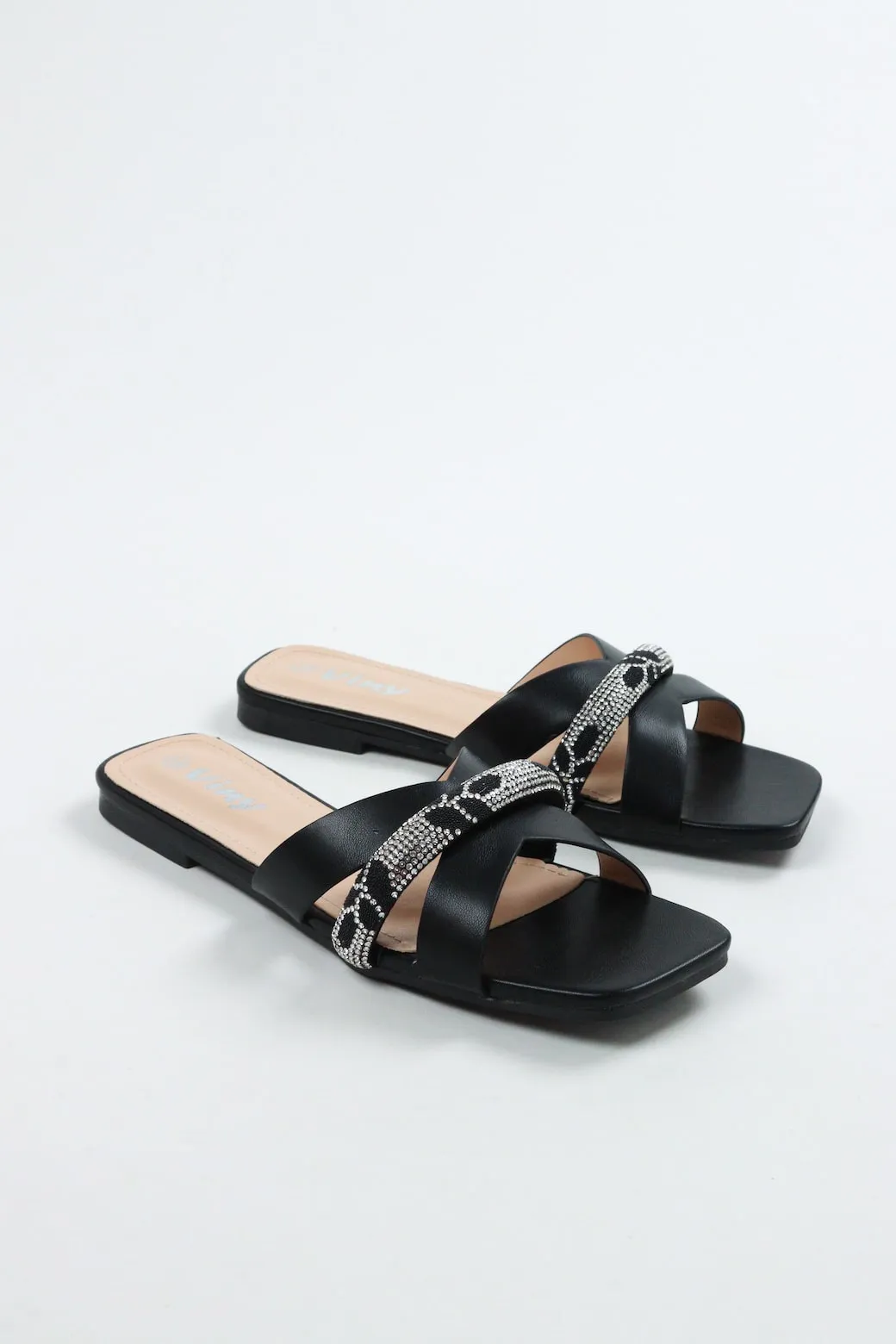 Viny - Women's Monogram Bling Flat Sandals