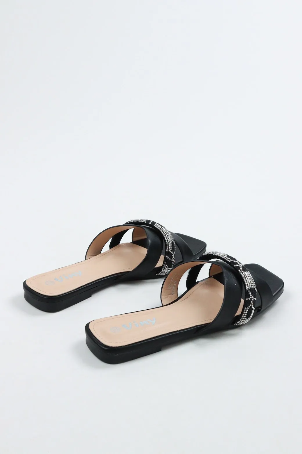 Viny - Women's Monogram Bling Flat Sandals