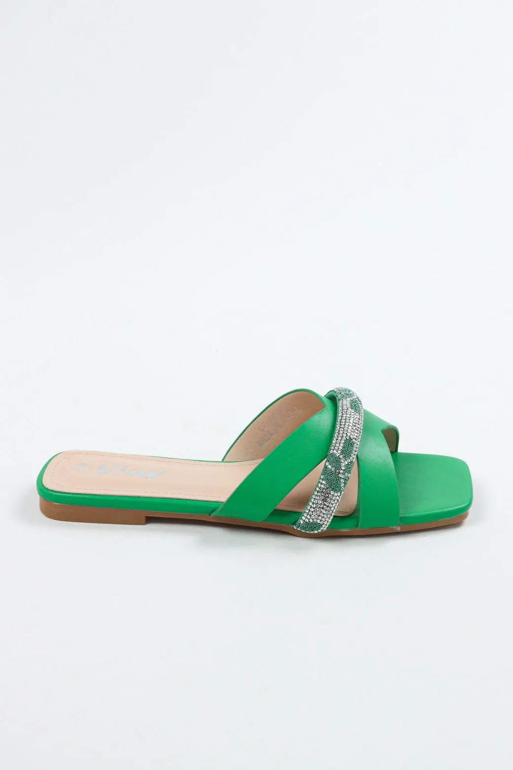 Viny - Women's Monogram Bling Flat Sandals