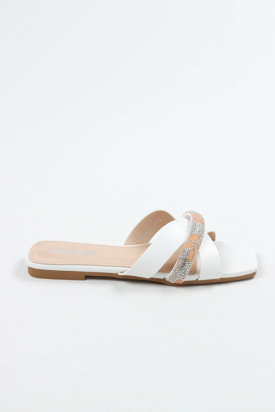 Viny - Women's Monogram Bling Flat Sandals