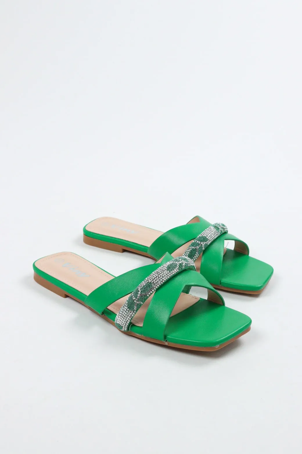 Viny - Women's Monogram Bling Flat Sandals