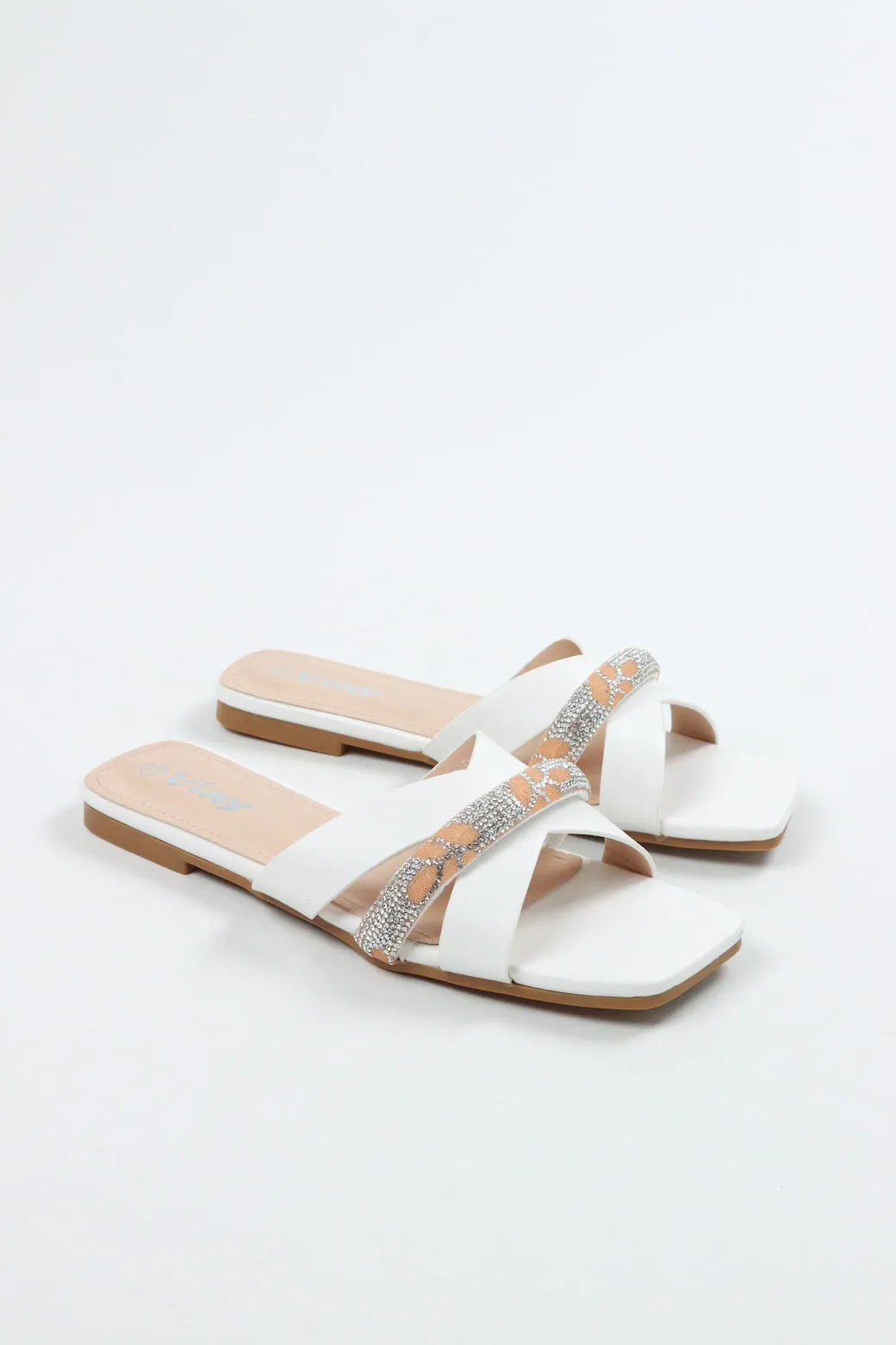 Viny - Women's Monogram Bling Flat Sandals