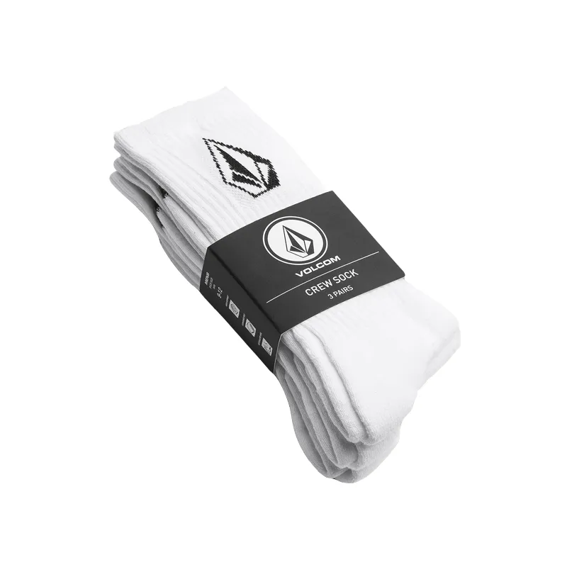 Volcom - Full Stone Crew Sock 3pk - White