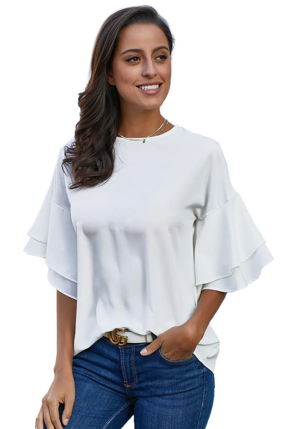 White Hamlet Tiered Sleeve Blouse