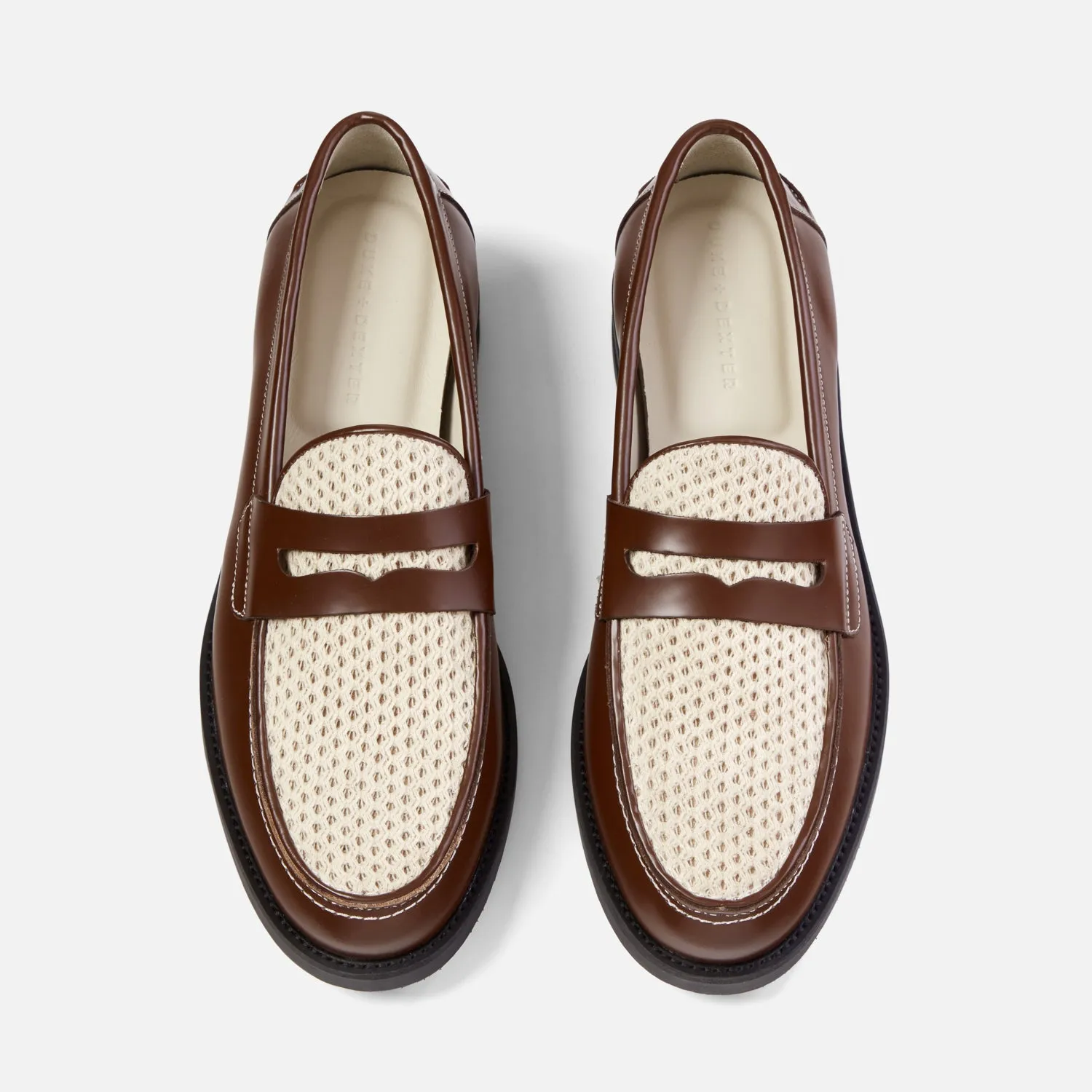 Wilde Chestnut   White Rattan Penny Loafer - Men's