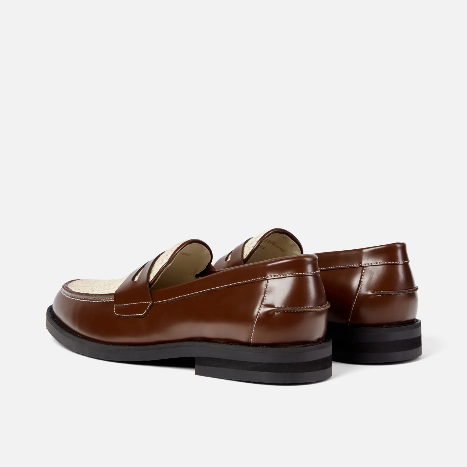 Wilde Chestnut   White Rattan Penny Loafer - Men's