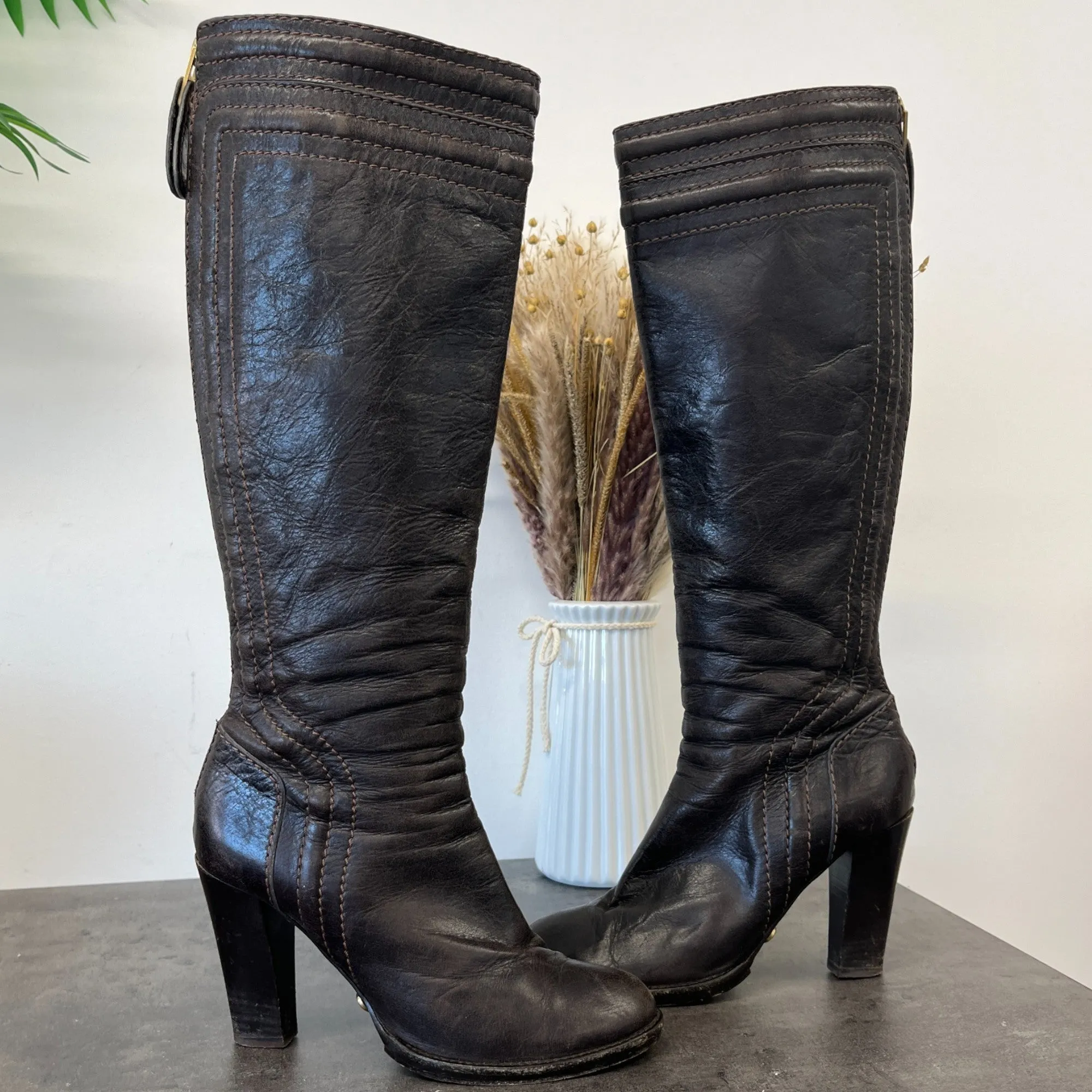 Women's Knee High Boot Heels Brown Size EU 37.5 / UK 4.5