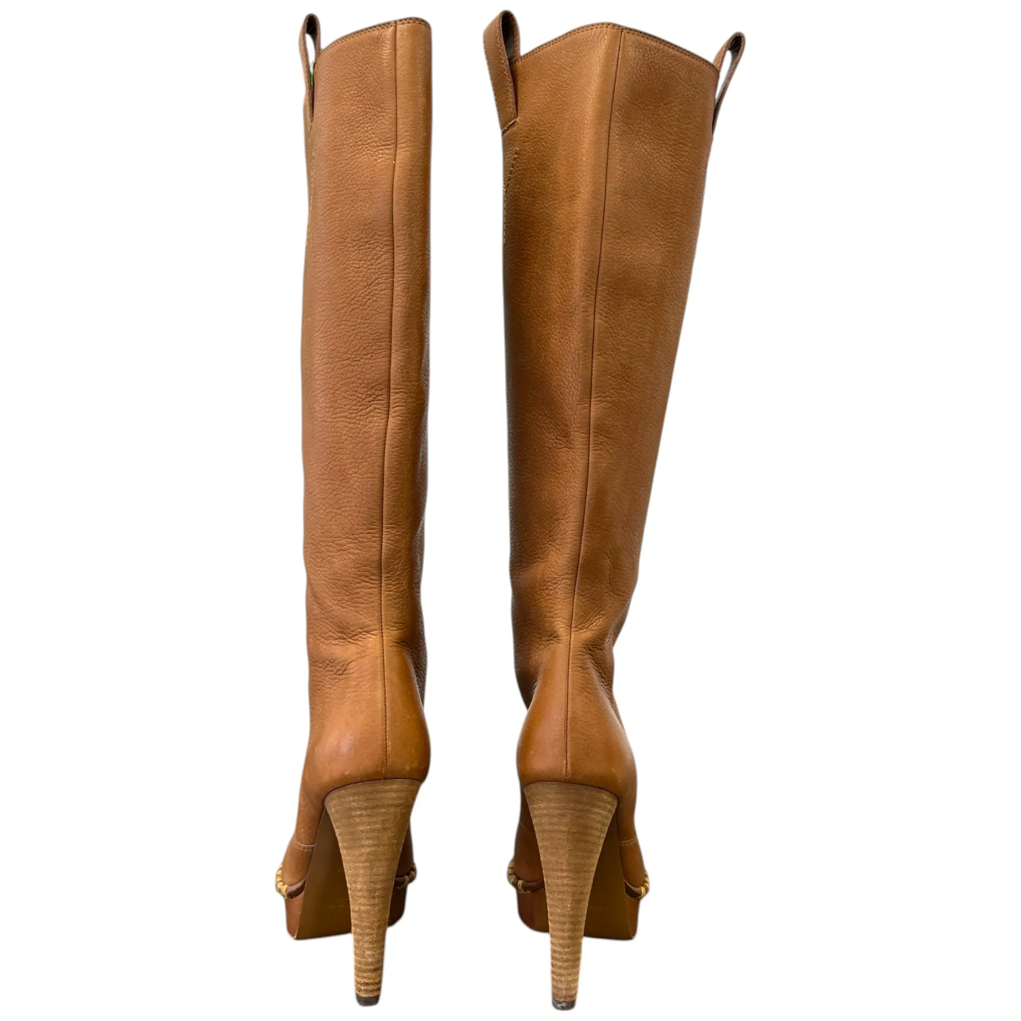 Women's Platform Knee High Boot Heels Brown Size EU 37.5 / UK 4.5