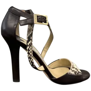 Women's Python Ankle Strap Heels Brown Size EU 37 / UK 4