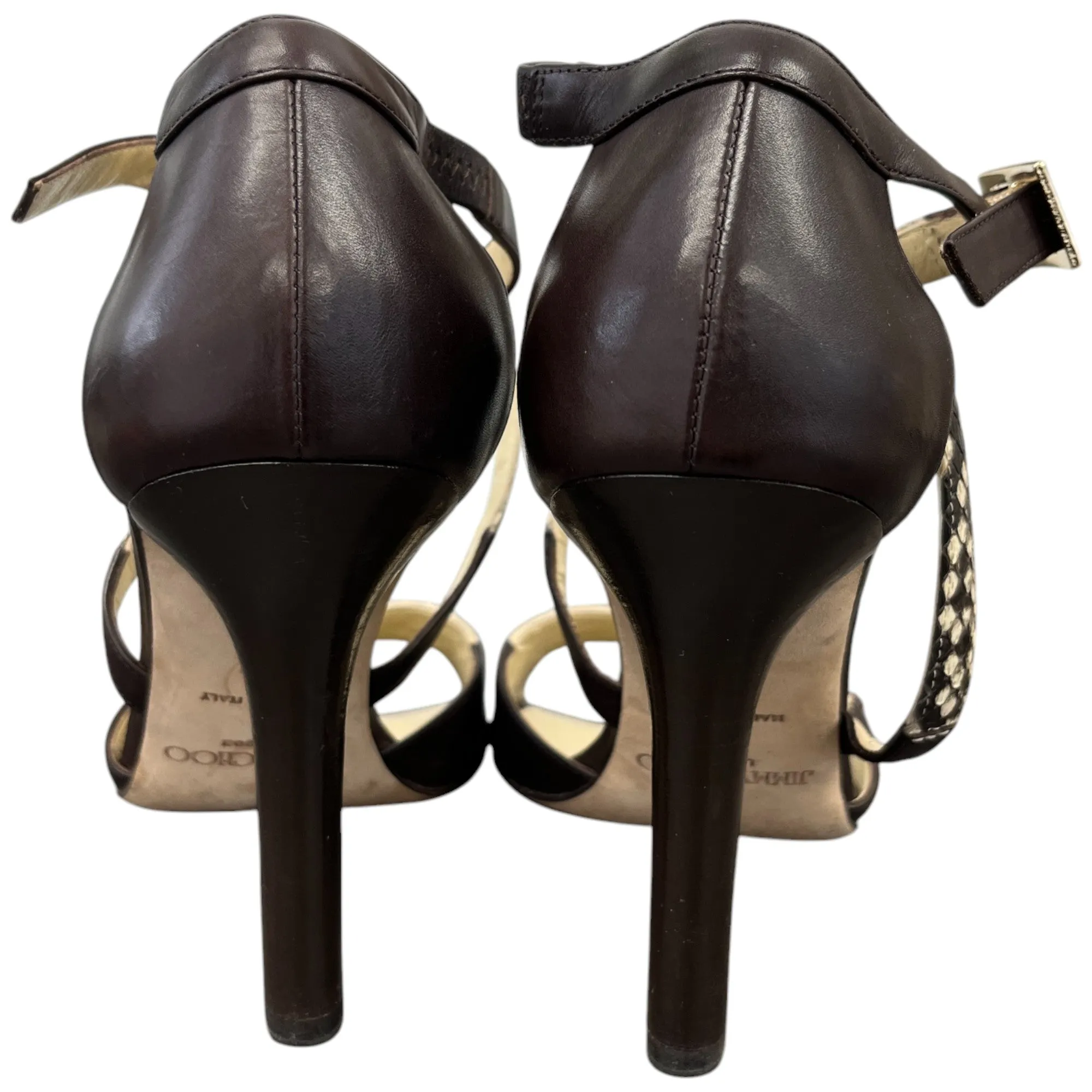 Women's Python Ankle Strap Heels Brown Size EU 37 / UK 4