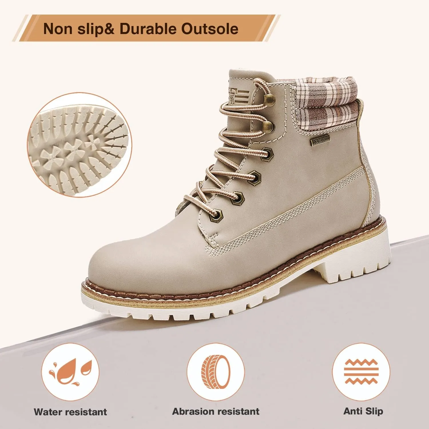 Women'S Waterproof Hiking Boots - Anti-Slip, Lace-Up, Cute Casual Boots