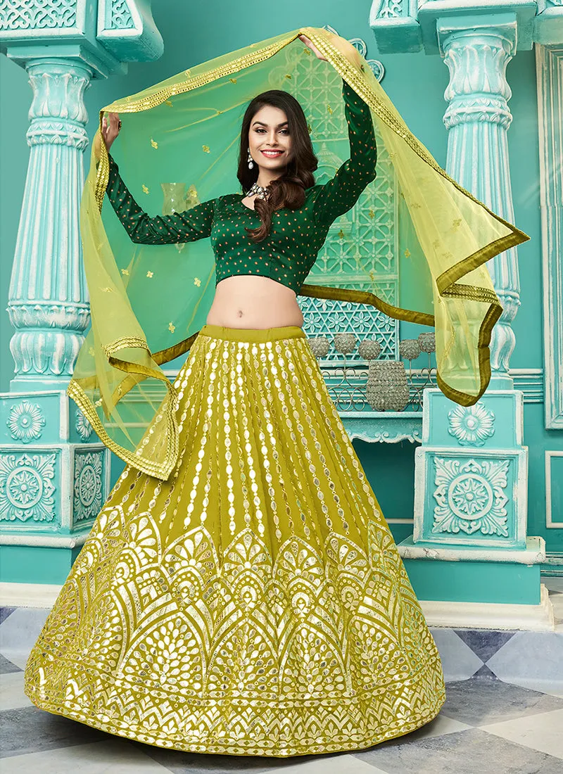Yellow And Green Gota Patti Embroidery Festive Lehenga Choli