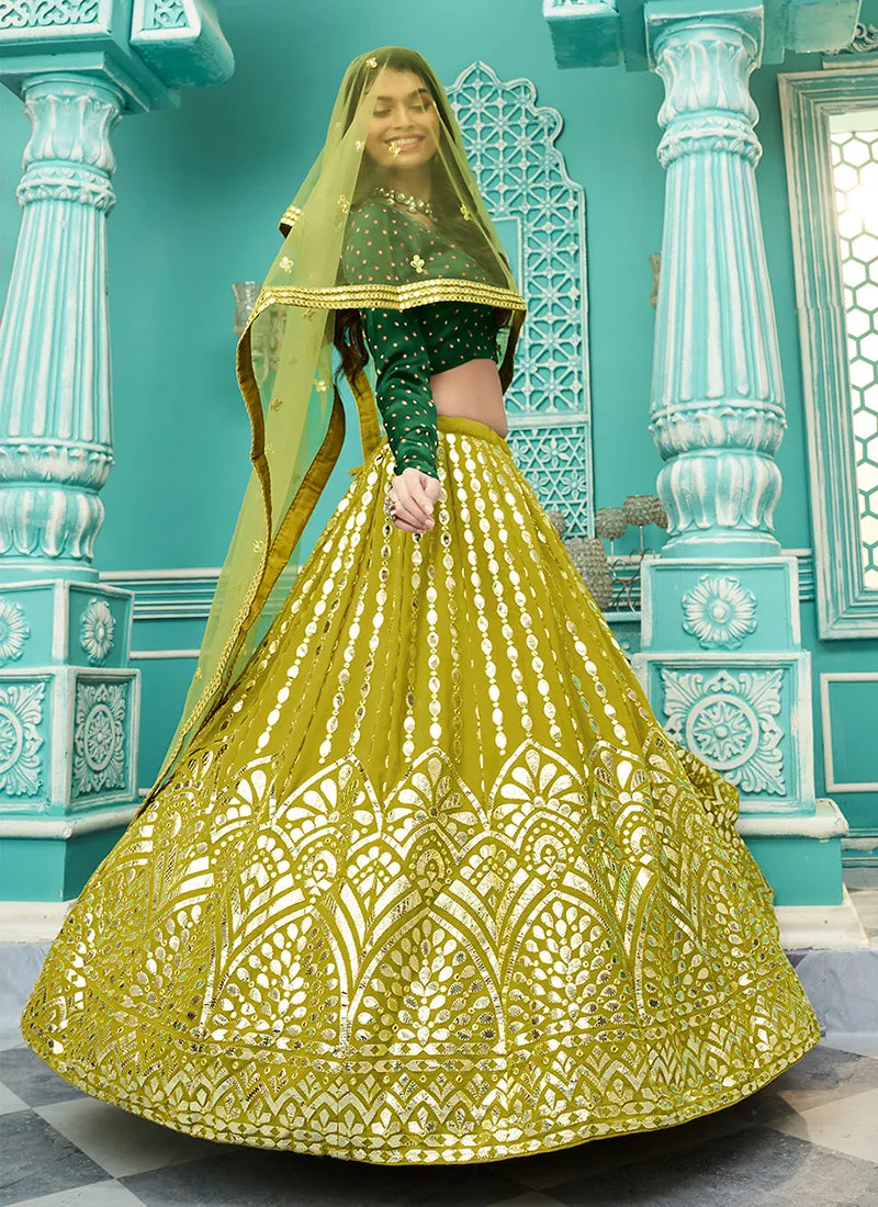 Yellow And Green Gota Patti Embroidery Festive Lehenga Choli