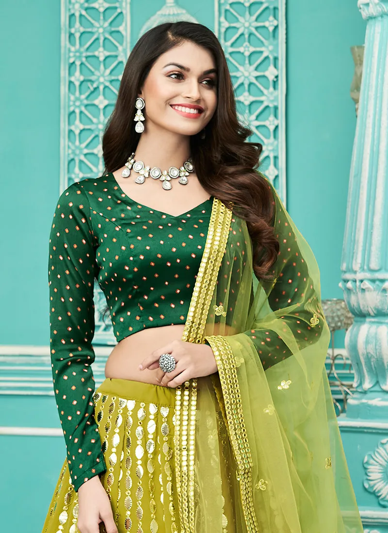 Yellow And Green Gota Patti Embroidery Festive Lehenga Choli