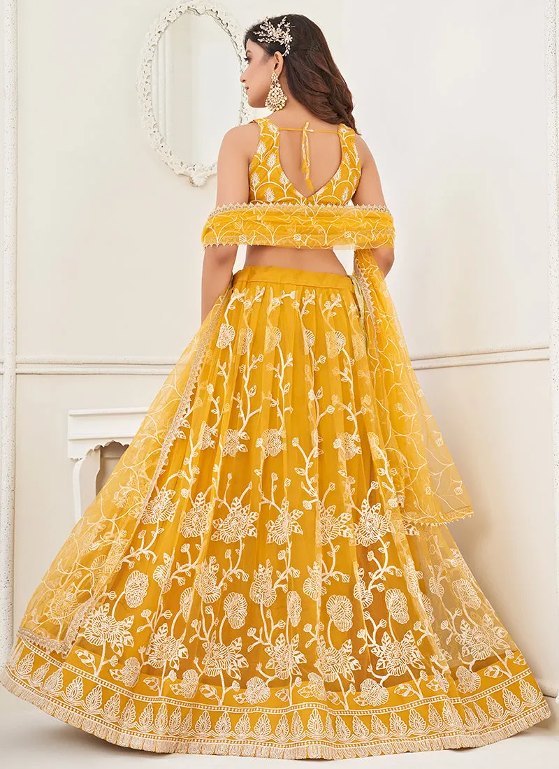 Yellow Traditional Embroidered Wedding Lehenga Choli